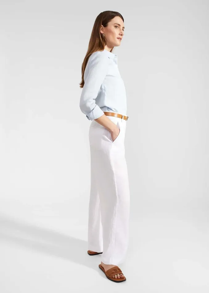 Women Trousers Hobbs Lynn Linen Trousers White