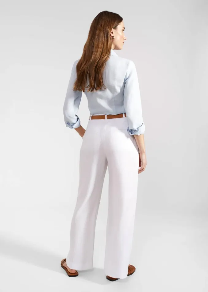 Women Trousers Hobbs Lynn Linen Trousers White