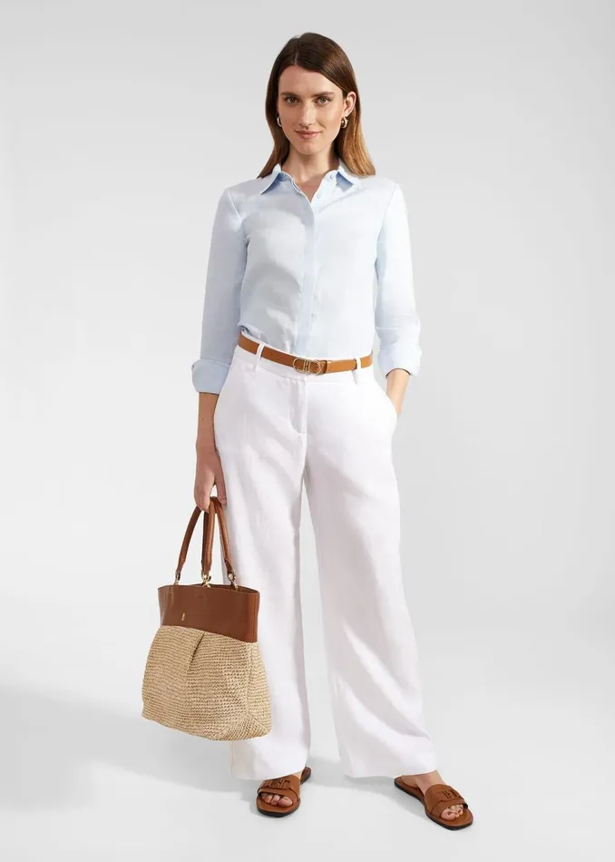 Women Trousers Hobbs Lynn Linen Trousers White