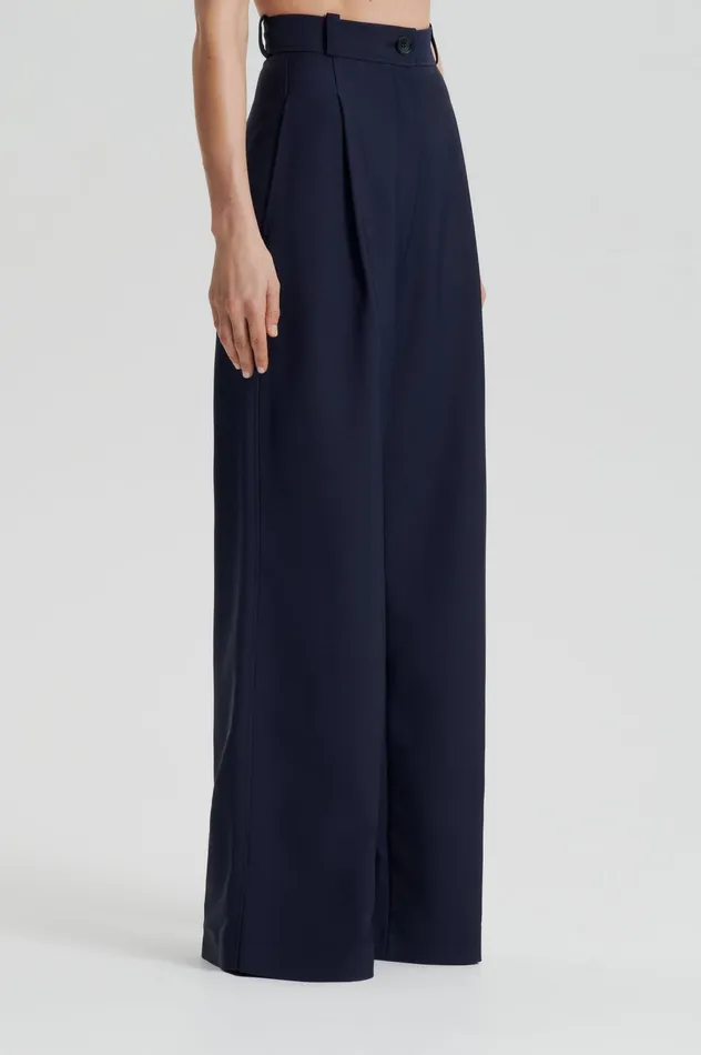 Women Trousers Scanlan Theodore PLEAT DRAPE LEG TROUSER NAVY