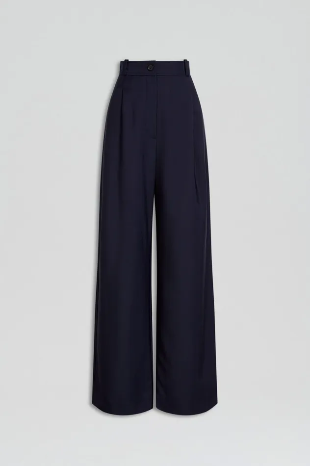 Women Trousers Scanlan Theodore PLEAT DRAPE LEG TROUSER NAVY