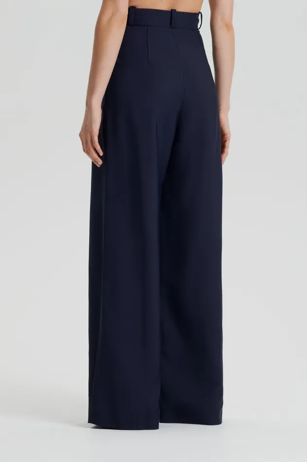 Women Trousers Scanlan Theodore PLEAT DRAPE LEG TROUSER NAVY