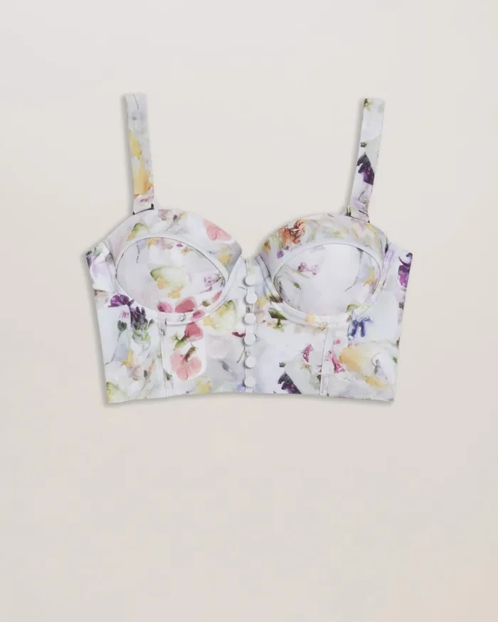 Women ULANIA 8211 Floral Longline Underwired Bikini Top White Ted Baker Swimwear and Beachwear Women ULANIA 8211 Floral Longline Underwired Bikini Top White Ted Baker Swimwear and Beachwear