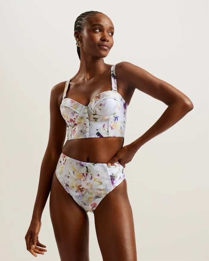 Women ULANIA 8211 Floral Longline Underwired Bikini Top White Ted Baker Swimwear and Beachwear Women ULANIA 8211 Floral Longline Underwired Bikini Top White Ted Baker Swimwear and Beachwear