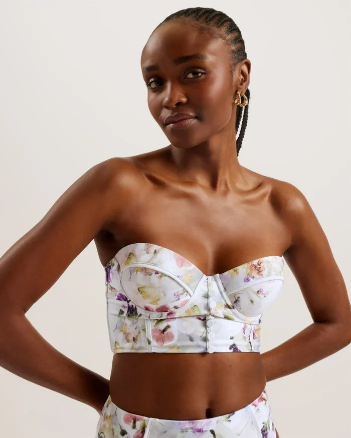 Women ULANIA 8211 Floral Longline Underwired Bikini Top White Ted Baker Swimwear and Beachwear Women ULANIA 8211 Floral Longline Underwired Bikini Top White Ted Baker Swimwear and Beachwear