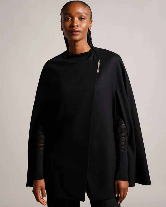 Women VALARIY 8211 Melton Wool Cape Black Ted Baker Coats and Jackets Women VALARIY 8211 Melton Wool Cape Black Ted Baker Coats and Jackets