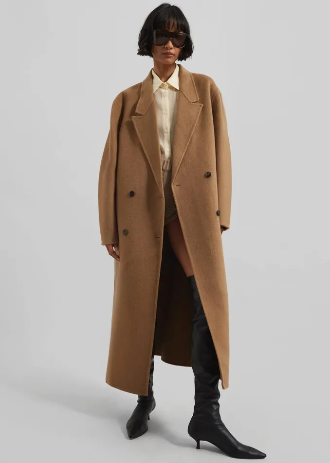 Women Veonce Oversized Wool Coat 8211 Camel The Frankie Shop Outerwear