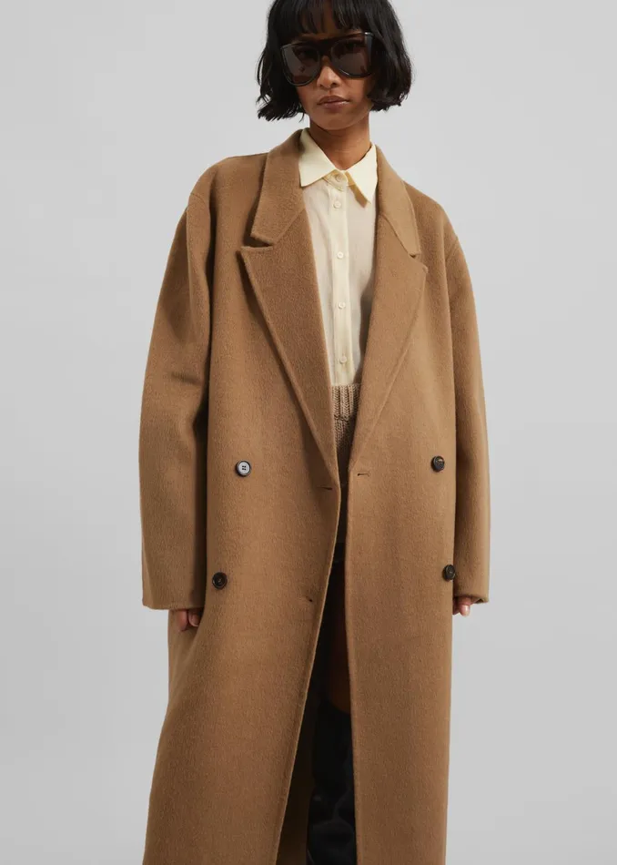 Women Veonce Oversized Wool Coat 8211 Camel The Frankie Shop Outerwear