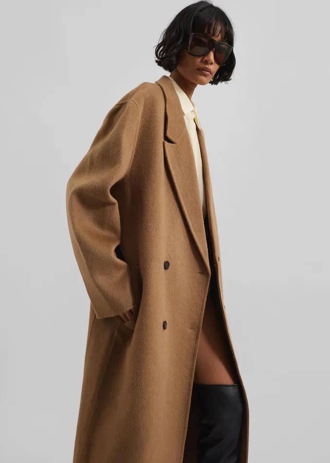 Women Veonce Oversized Wool Coat 8211 Camel The Frankie Shop Outerwear