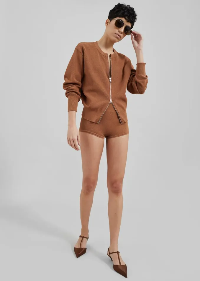 Women Veronica Mini Knit Shorts 8211 Brown The Frankie Shop Bottoms