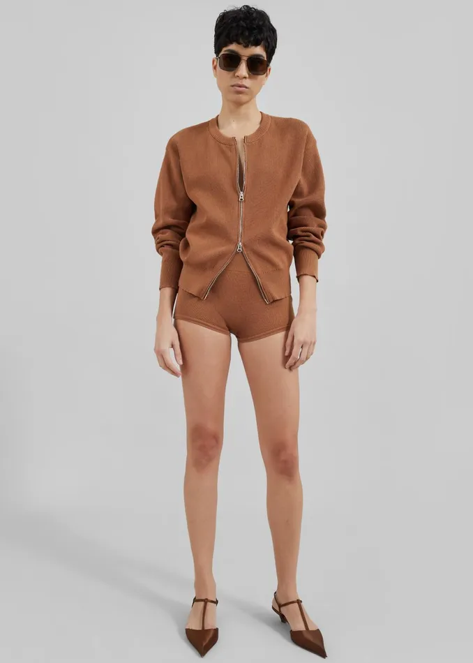 Women Veronica Mini Knit Shorts 8211 Brown The Frankie Shop Bottoms