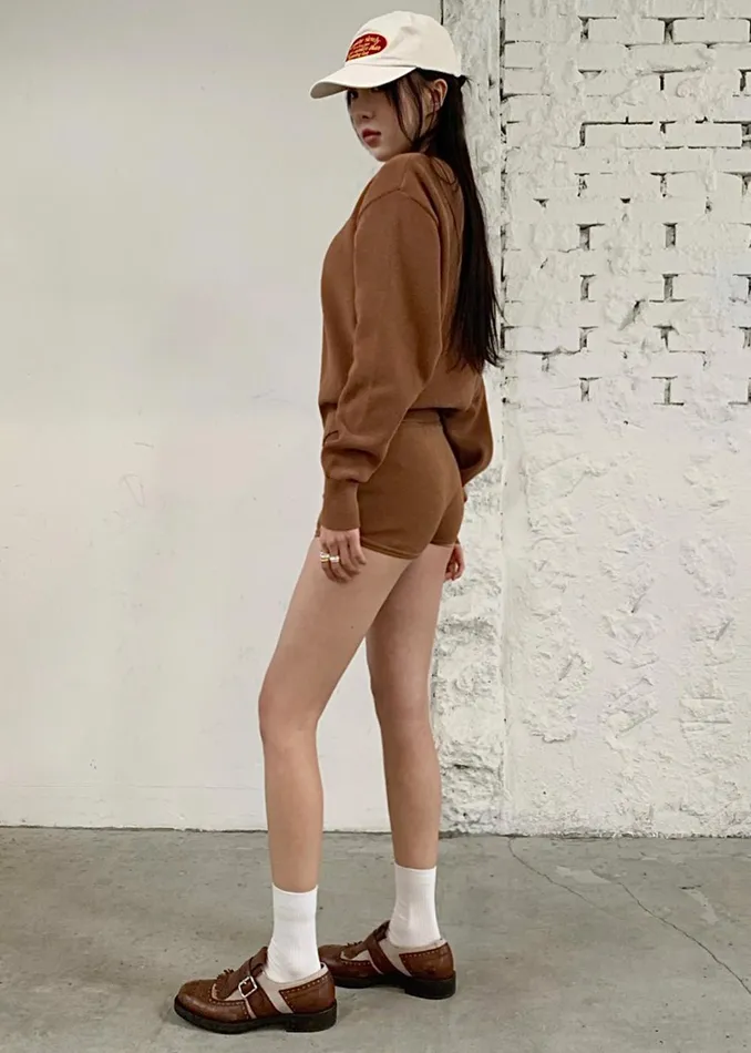 Women Veronica Mini Knit Shorts 8211 Brown The Frankie Shop Bottoms