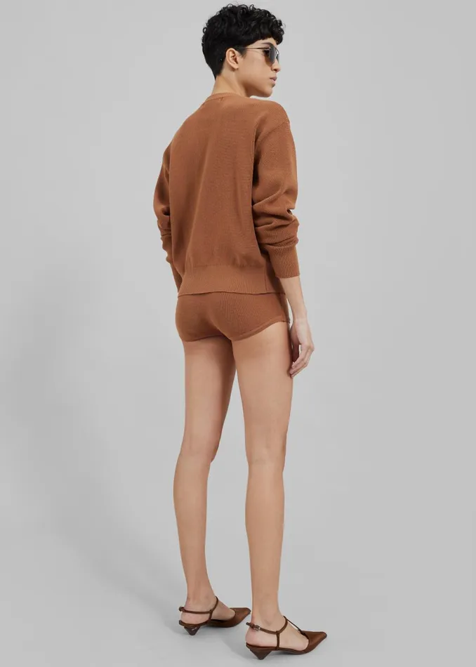 Women Veronica Mini Knit Shorts 8211 Brown The Frankie Shop Bottoms