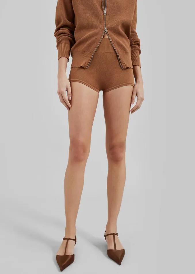 Women Veronica Mini Knit Shorts 8211 Brown The Frankie Shop Bottoms