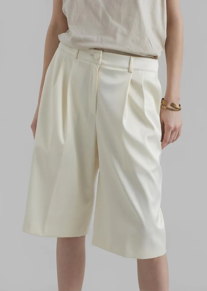 Women Vienna Satin Bermuda Shorts 8211 Cream The Frankie Shop Bottoms