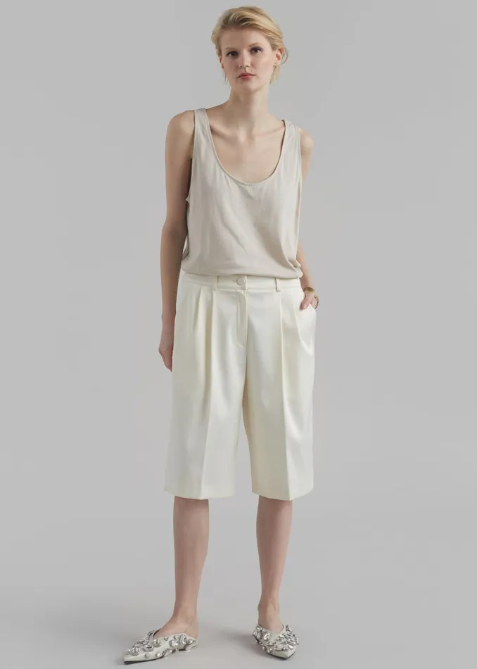 Women Vienna Satin Bermuda Shorts 8211 Cream The Frankie Shop Bottoms