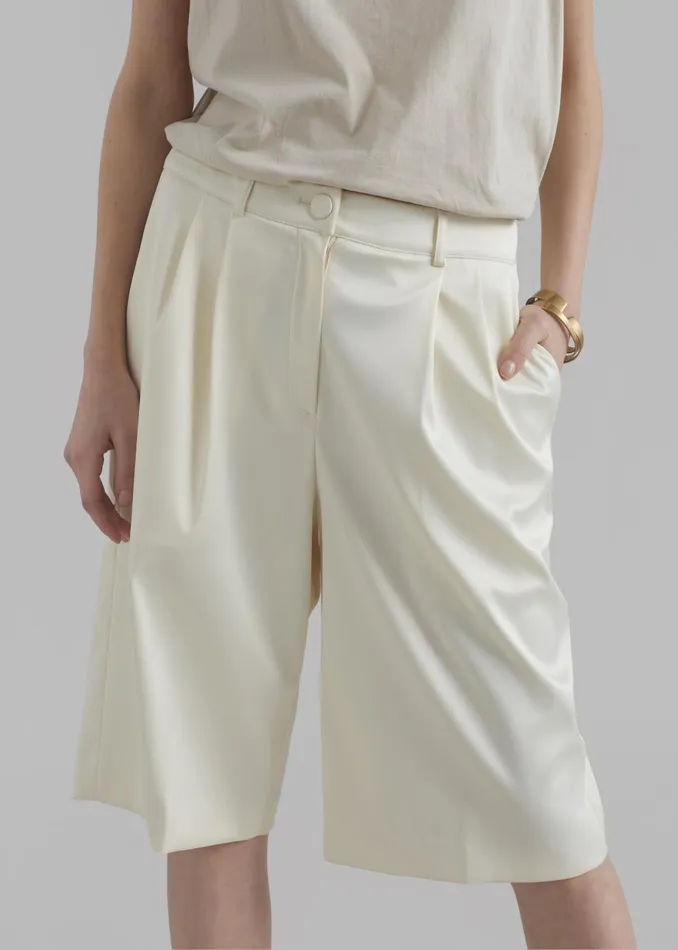 Women Vienna Satin Bermuda Shorts 8211 Cream The Frankie Shop Bottoms