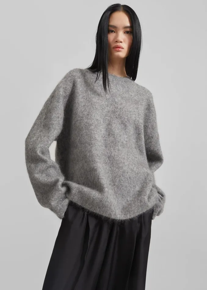 Women Vodskov Mohair Sweater 8211 Grey The Frankie Shop Knitwear