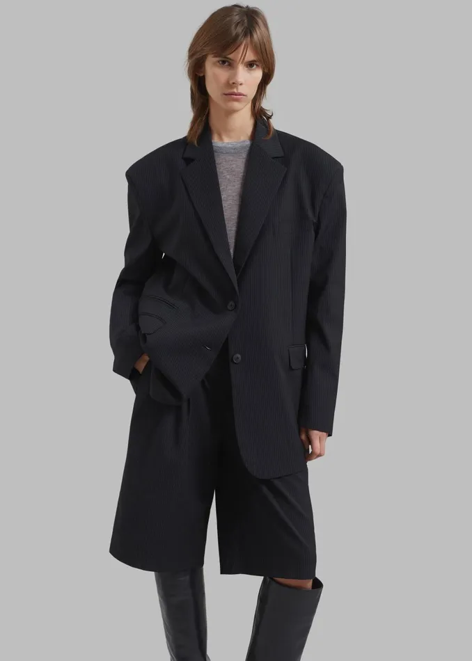 Women Wilma Blazer 8211 Black Pinstripe The Frankie Shop Outerwear