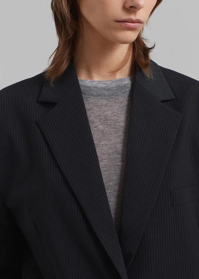 Women Wilma Blazer 8211 Black Pinstripe The Frankie Shop Outerwear
