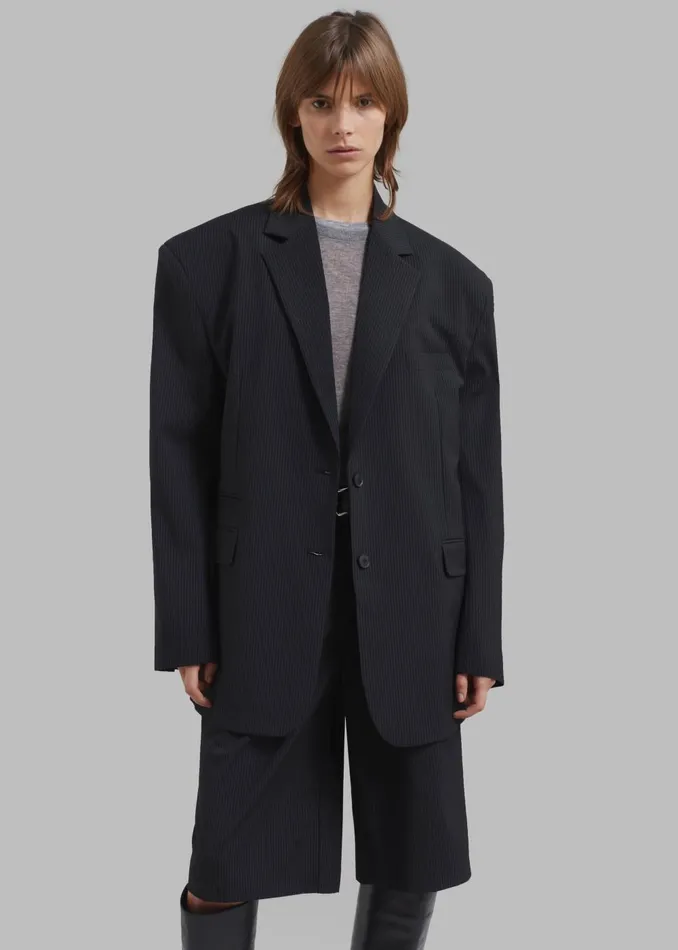 Women Wilma Blazer 8211 Black Pinstripe The Frankie Shop Outerwear