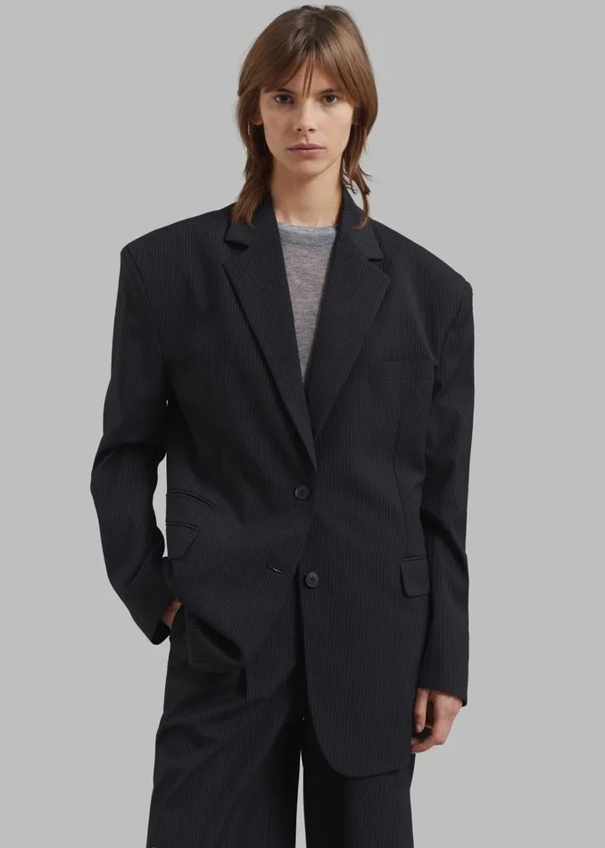Women Wilma Blazer 8211 Black Pinstripe The Frankie Shop Outerwear