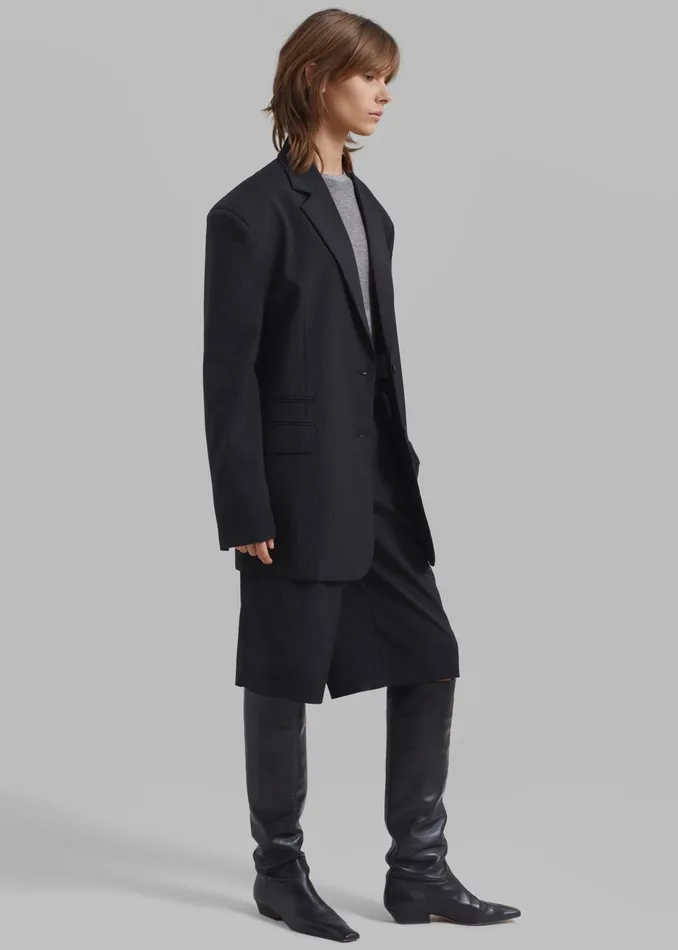 Women Wilma Blazer 8211 Black Pinstripe The Frankie Shop Outerwear