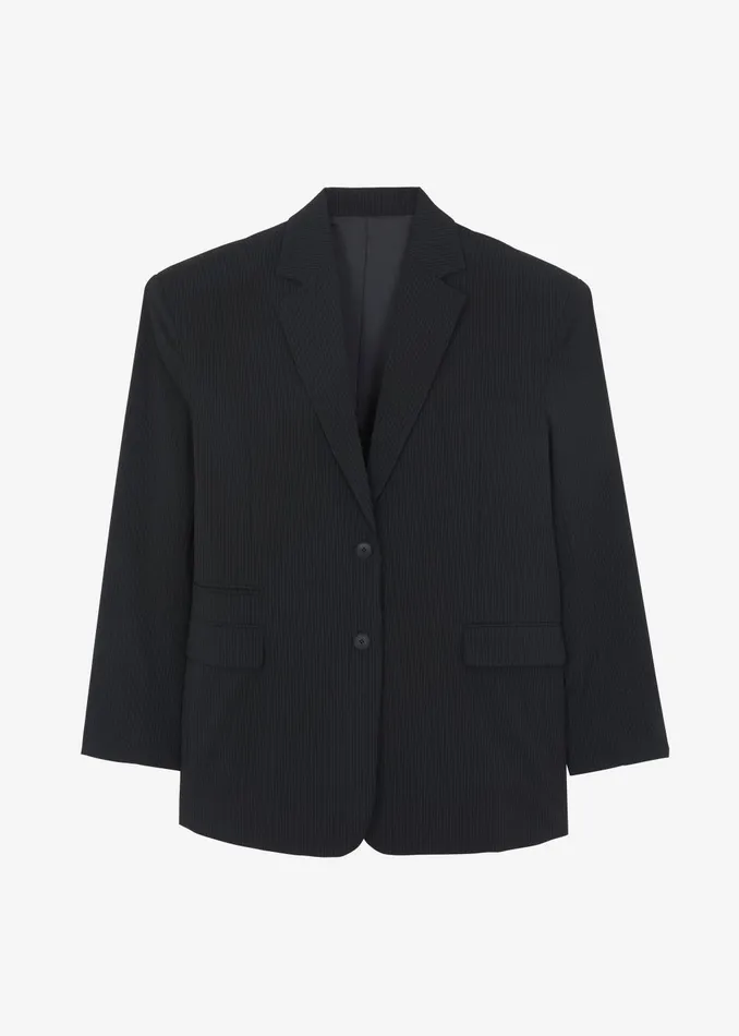 Women Wilma Blazer 8211 Black Pinstripe The Frankie Shop Outerwear