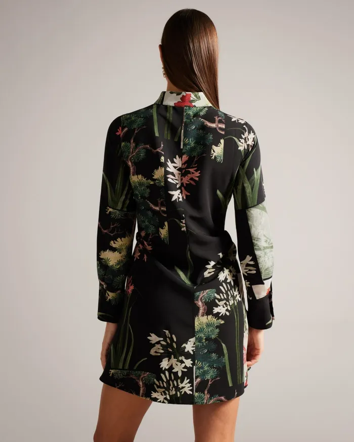 Women WINNIEH 8211 Print Tie Waist Mini Shirt Dress Black Ted Baker Dresses Women WINNIEH 8211 Print Tie Waist Mini Shirt Dress Black Ted Baker Dresses
