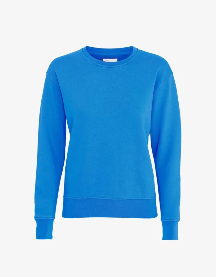 Women Women Classic Organic Crew Pacific Blue Colorful Standard Crewneck Sweatshirts