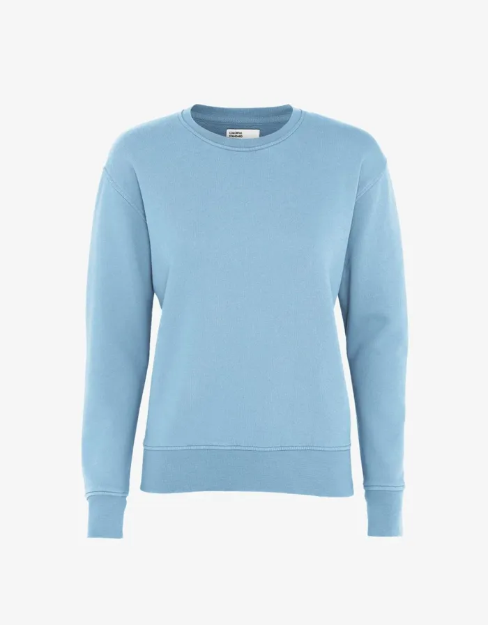 Women Women Classic Organic Crew Seaside Blue Colorful Standard Crewneck Sweatshirts