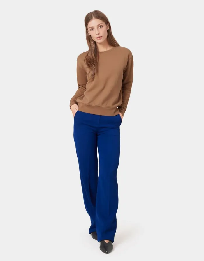 Women Women Classic Organic Crew Seaside Blue Colorful Standard Crewneck Sweatshirts