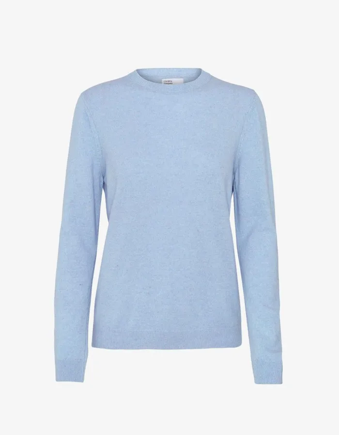Women Women Light Merino Wool Crew Polar Blue Colorful Standard Knit Sweaters