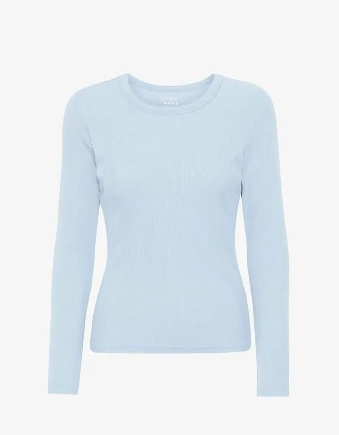 Women Women Organic Rib LS TShirt Polar Blue Colorful Standard Long Sleeve Tops