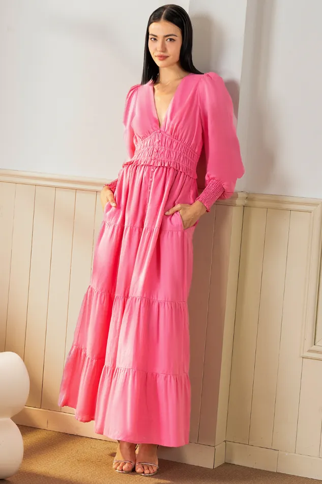 Women YUMI KIM Dresses GEORGIA LINEN MAXI DRESS Pink Linen