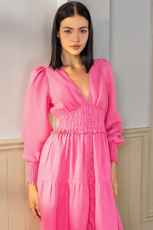 Women YUMI KIM Dresses GEORGIA LINEN MAXI DRESS Pink Linen