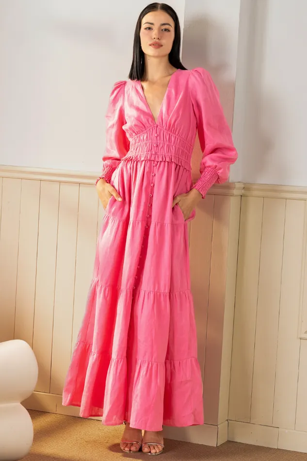 Women YUMI KIM Dresses GEORGIA LINEN MAXI DRESS Pink Linen