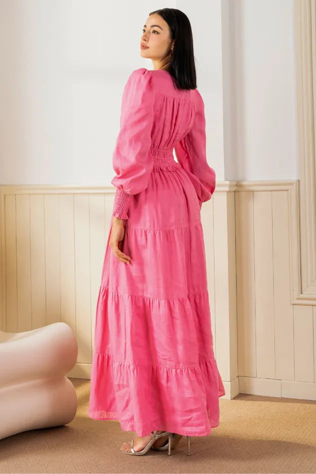 Women YUMI KIM Dresses GEORGIA LINEN MAXI DRESS Pink Linen