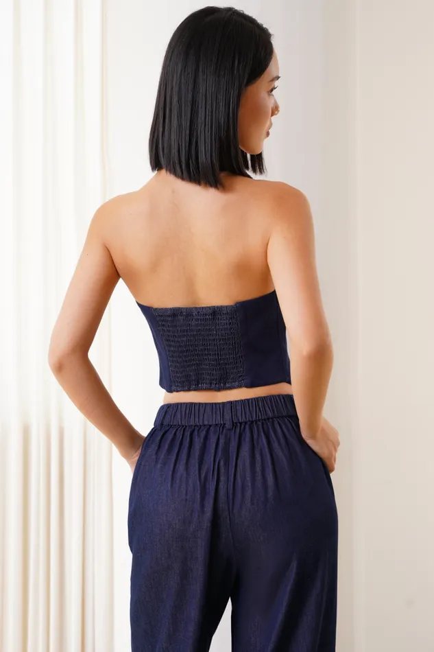 Women YUMI KIM Sets AIDA CHAMBRAY TOP Navy Chambray