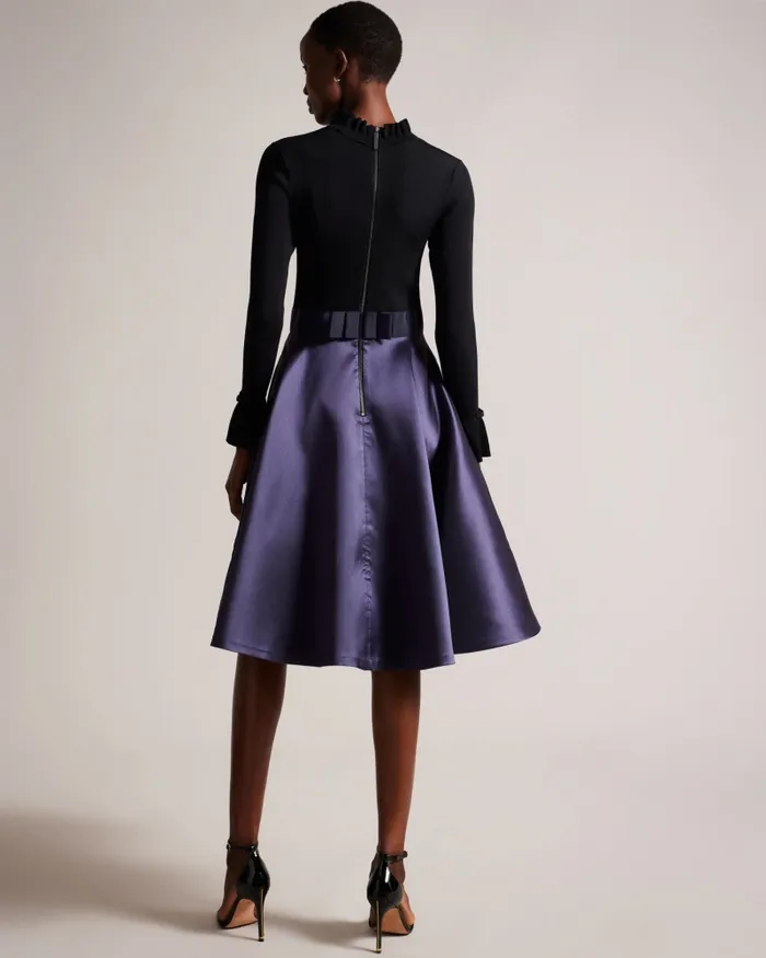 Women ZADI 8211 Knitted Frill Full Skirt Dress Navy Ted Baker Dresses