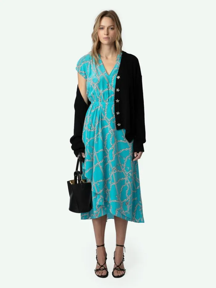 Women Zadig and Voltaire Dresses and Skirts Randall Silk Dress Aqua Women Zadig and Voltaire Dresses and Skirts Randall Silk Dress Aqua