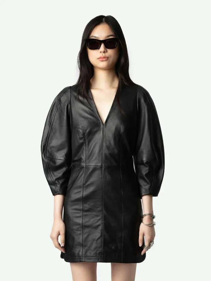 Women Zadig and Voltaire Dresses and Skirts Rean Leather Dress Black Women Zadig and Voltaire Dresses and Skirts Rean Leather Dress Black
