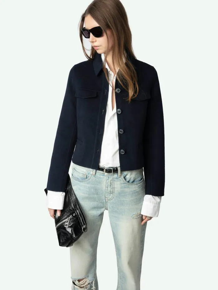 Women Zadig and Voltaire Jackets and Coats Liam Jacket Encre Women Zadig and Voltaire Jackets and Coats Liam Jacket Encre