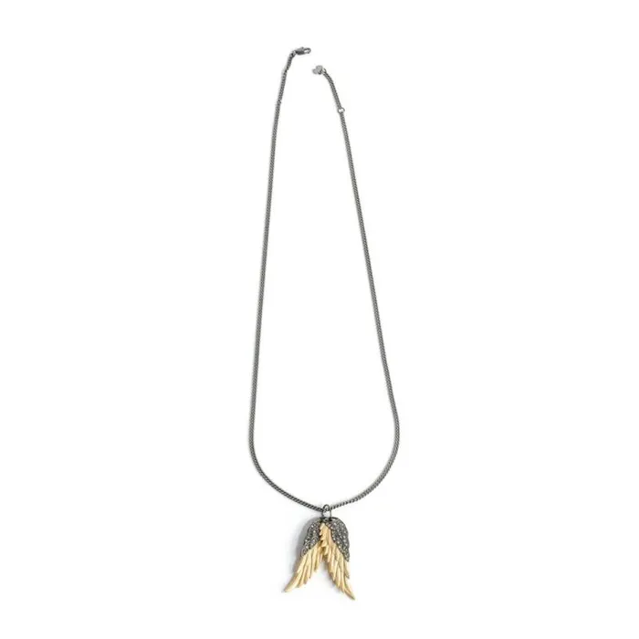 Women Zadig and Voltaire Jewelry Rock Feather Pendant Necklace Old Gold Women Zadig and Voltaire Jewelry Rock Feather Pendant Necklace Old Gold
