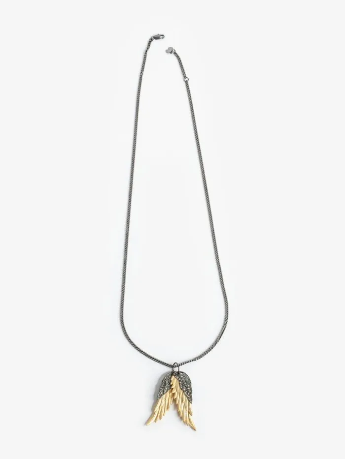 Women Zadig and Voltaire Jewelry Rock Feather Pendant Necklace Old Gold Women Zadig and Voltaire Jewelry Rock Feather Pendant Necklace Old Gold