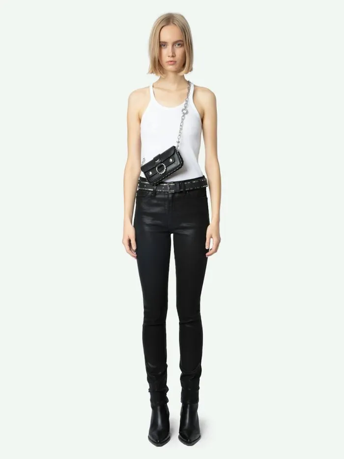 Women Zadig and Voltaire Pants and Shorts Jett Skinny Jeans Black Coated