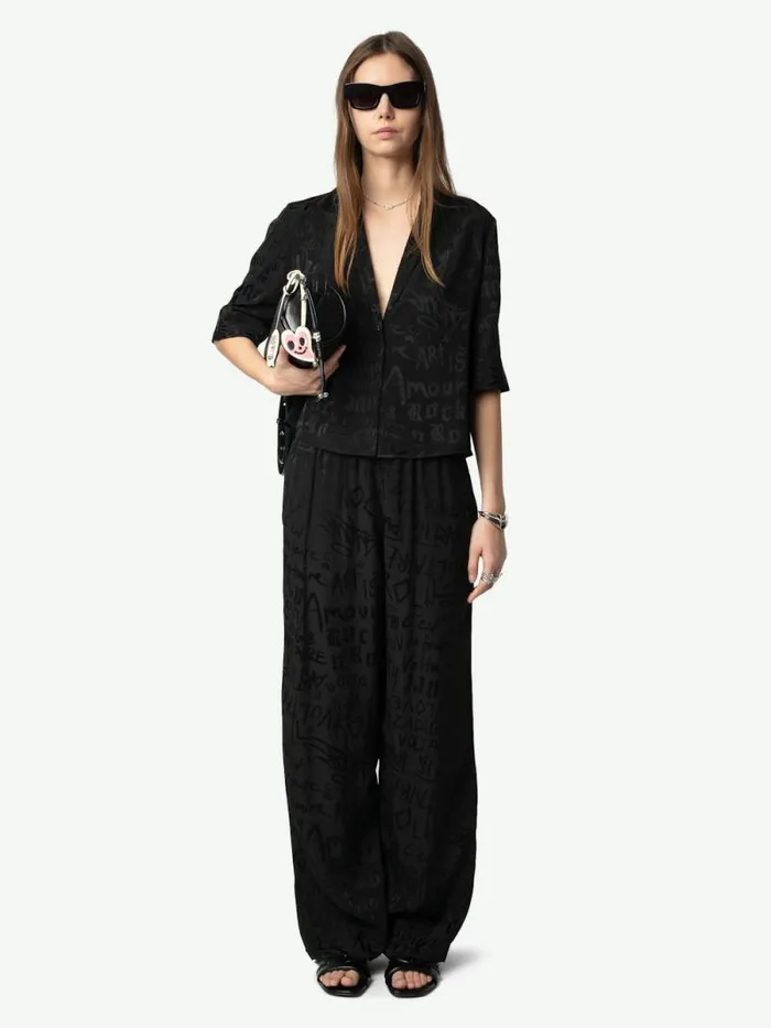 Women Zadig and Voltaire Pants and Shorts Pin Silk Pants Black