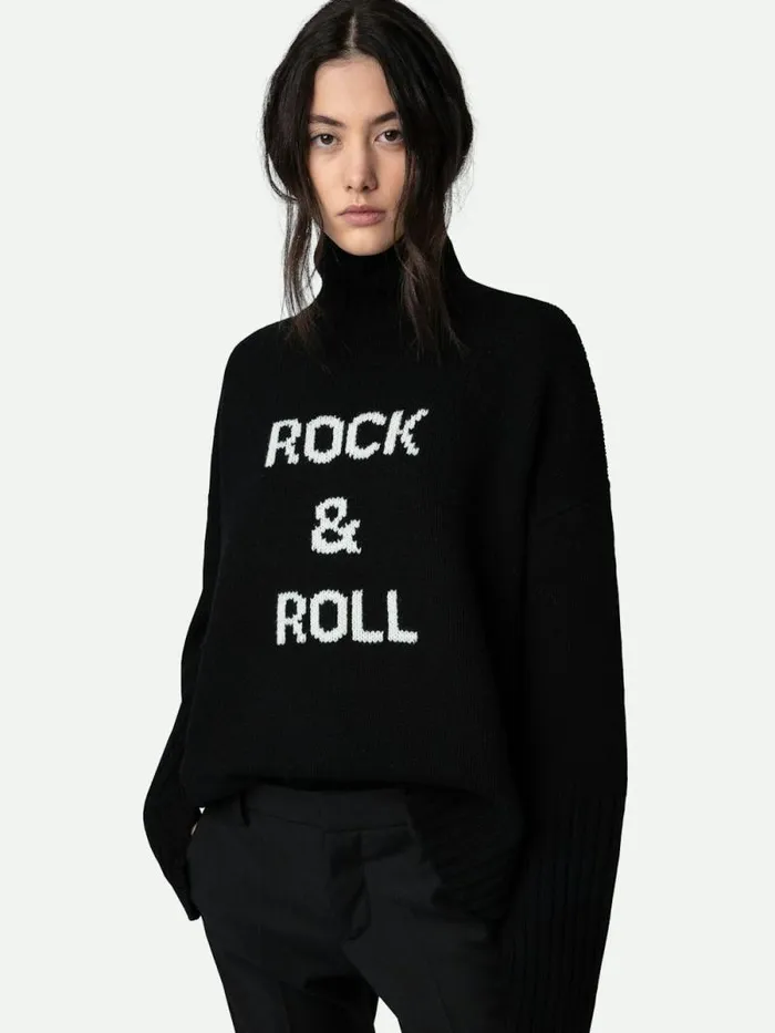 Women Zadig and Voltaire Sweaters and Cardigans Alma Rock and Roll Sweater Black Women Zadig and Voltaire Sweaters and Cardigans Alma Rock and Roll Sweater Black