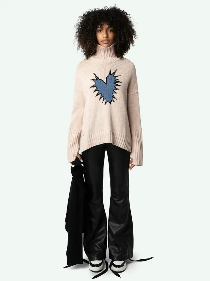 Women Zadig and Voltaire Sweaters and Cardigans Alma Spiked Heart Sweater Sweet