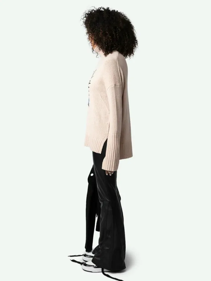Women Zadig and Voltaire Sweaters and Cardigans Alma Spiked Heart Sweater Sweet Women Zadig and Voltaire Sweaters and Cardigans Alma Spiked Heart Sweater Sweet